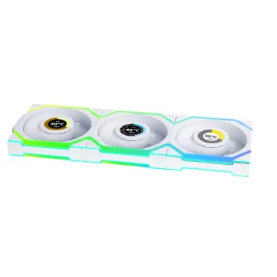 LIAN LI UNI FAN 12SL WIRELESS 120mm 積木風扇 LCD - 白色 / Triple Pack 三件