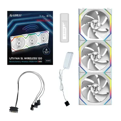 Lian Li 聯力 UNI FAN R12SL LED WIRELESS 120mm Reverse Blade反向扇葉 積木風扇 - 白色 / Triple Pack 三件
