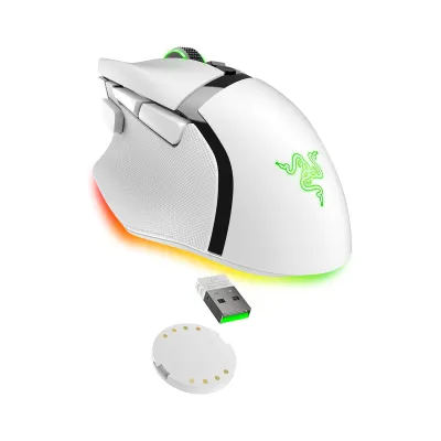Razer Basilisk V3 Pro 人體工學無線遊戲滑鼠 (黑/白) - 白色