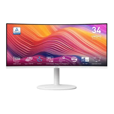 (內置喇叭) MSI 微星 MD342CQP MONITOR 專業顯示器 34" UWQHD 120Hz VA 1500R Curved - 3440 x 1440 黑/白 - 白色