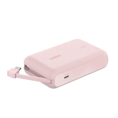 Belkin Boost Charge 10000mAh 便攜式行動電源 內置 USB-C線 - 粉紅色
