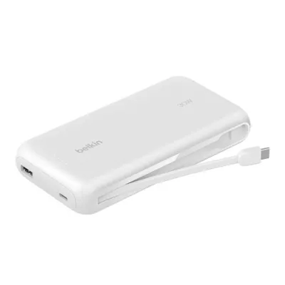 Belkin Boost Charge 20000mAh 便攜式行動電源 內置 USB-C線 - 白色
