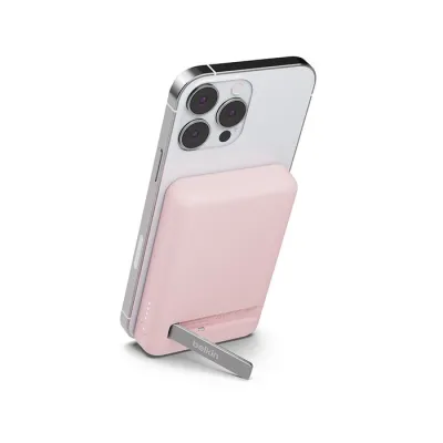Belkin Boost Charge 5000mAh 便攜式磁力無線行動電源 內置支架 - 粉紅色