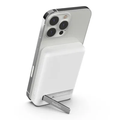 Belkin Boost Charge 5000mAh 便攜式磁力無線行動電源 內置支架 - 白色