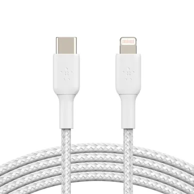 Belkin Boost Charge Lightning 至 USB-C 編織充電線 - 白色 / 2M