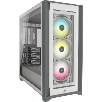 Corsair iCUE 5000X RGB Tempered Glass Mid-Tower ATX PC Smart CASE - 白色