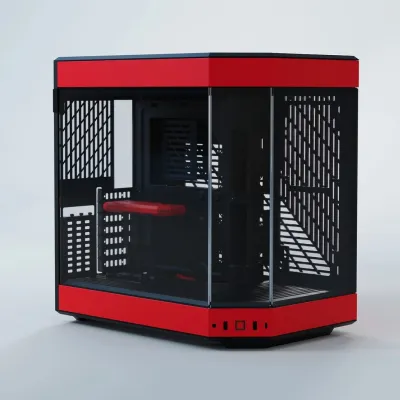 HYTE Y60 Mid-Tower Panoramic 全景機箱 (黑/白/紅) - 紅色