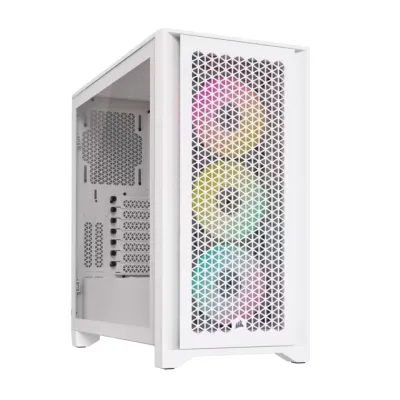 Corsair iCUE 4000D RGB AIRFLOW Tempered Mid-Tower EATX 機箱 - 白色