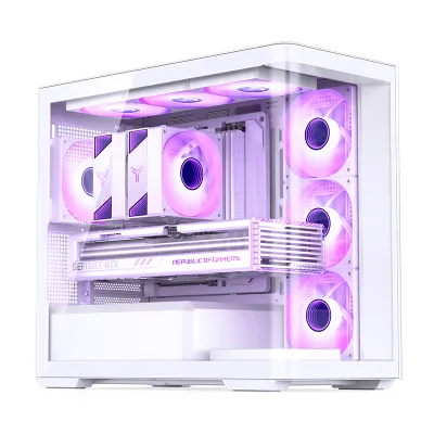 [附5把ARGB風扇 ]JONSBO D300  Computer Case 無立柱側透全景 MATX機箱 (可放RTX4090 顯示卡) (支持 MATX 背插式主板) - 白色