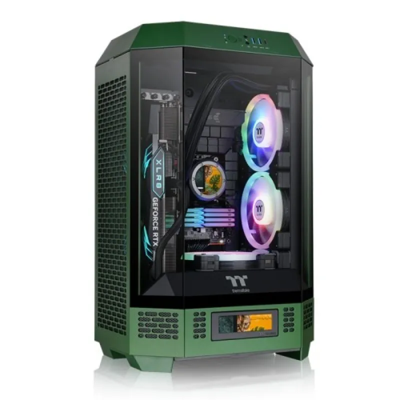 Thermaltake 曜越 The Tower 300 MATX 機箱【預裝2把140mm風扇】 - 軍綠色