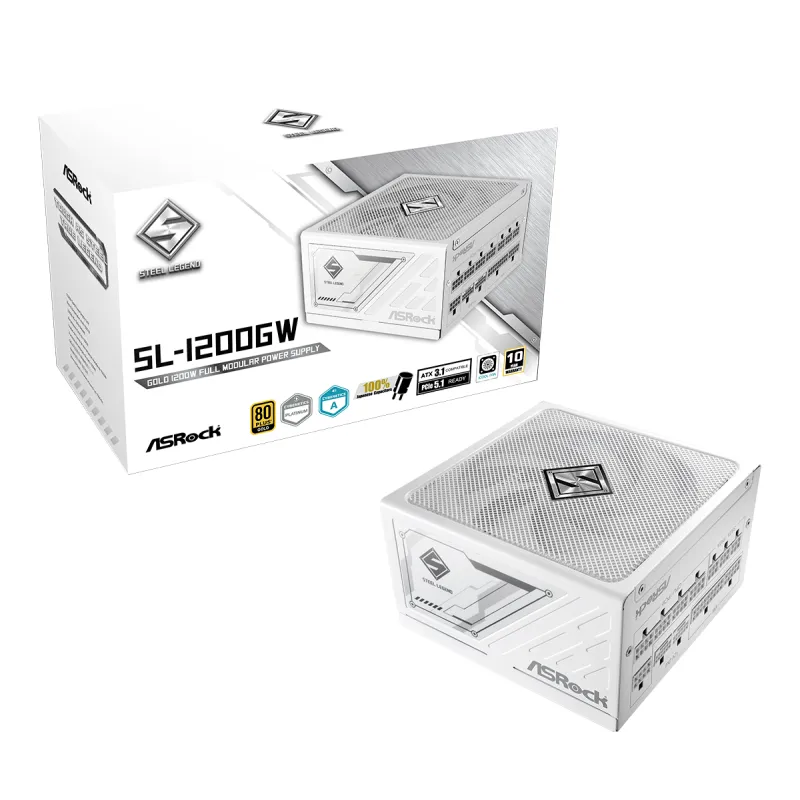 ASRock 華擎 Steel Legend SL-1200G 1200W 80Plus Gold 金牌 全模組 火牛 (10年保) - 白色