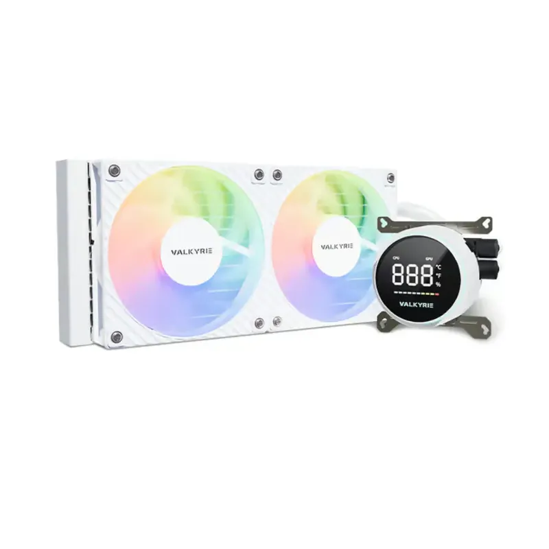 Valkyrie GLA-240 ARGB 智能數碼屏幕 240mm 水冷散熱器 - 白色