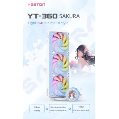 Yeston Sakura 360 Desktop AIO Liquid CPU Cooler (Intel/AMD)