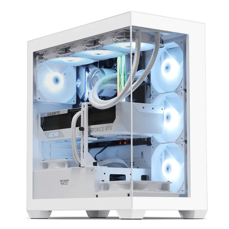 [跟四把風扇]DARKFLASH DS900 Glass窄身全海景 MID-TOWER ATX CASE - 白色