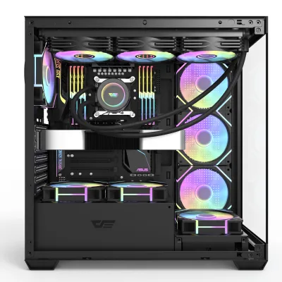 [跟四把風扇]DARKFLASH DS900 Glass窄身全海景 MID-TOWER ATX CASE - 黑色