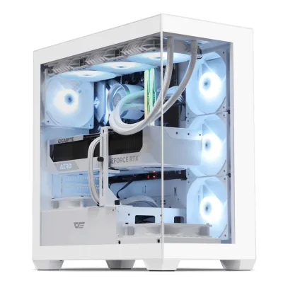 [跟四把風扇]DARKFLASH DS900 Glass窄身全海景 MID-TOWER ATX CASE - 白色