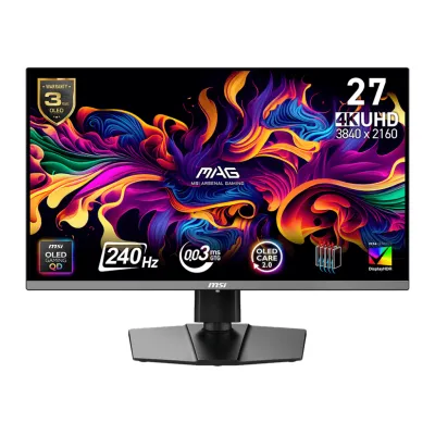 MSI 微星 MAG MAG 272UP QD-OLED X24  Monitor 電競顯示器 (26.5吋 / UHD [3840 x 2160] / 240Hz / 0.03ms QD-OLED / 10bits / DisplayHDR True Black 400 / Type-C 15W / HDMI 2.1 / 4軸人體工學支架) Monitor