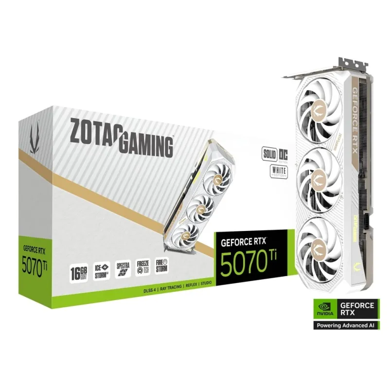 ZOTAC GAMING GeForce RTX 5070 Ti SOLID CORE 16GB 顯示卡 - 白色
