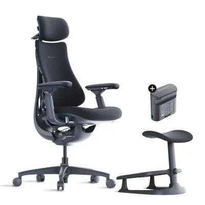 LiberNovo 清閒 omni 人體工學椅 Ergonomic Chair  [帶腳踏/ 內置電池] - 黑色 / 45cm