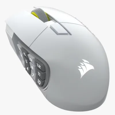 SCIMITAR ELITE WIRELESS SE MMO 遊戲滑鼠 – 槍鐵色 - 白色