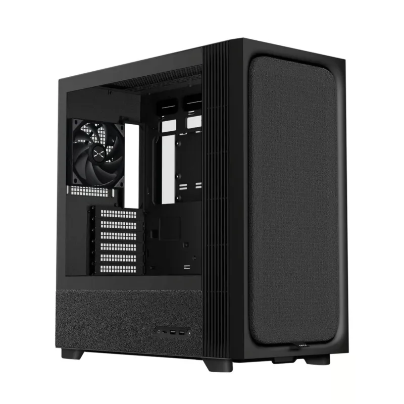TRYX FLOVA F50 ATX 機箱 -  預裝1把PWM風扇 + TCF垂直貫流風扇 /支援ATX背插底板 - 黑色