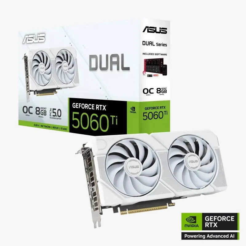 ASUS華碩 Dual GeForce RTX5060Ti 8GB GDDR7 White OC 顯示卡