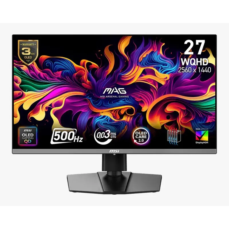 MSI MAG 272QP QD-OLED X50 27吋電競螢幕｜WQHD 500Hz 0.03ms Type-C 15W 專業級校色 (MO-MA27O50)