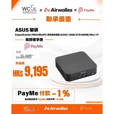 ASUS 華碩 ExpertCenter PN54 AMD AI 7 350 MiniPC 商用迷你電腦 (Ryzen 7 AI350/16GB/ATB/860M/Win11P)