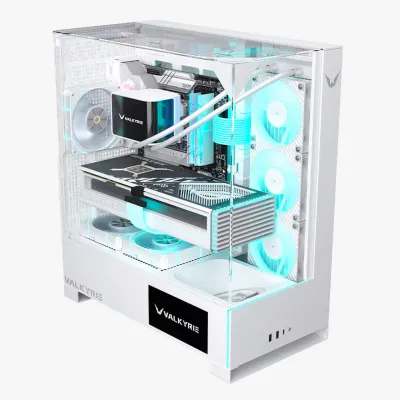 VALKYRIE 瓦爾基里 VK03-TOU LCD ATX 全景海景房機箱【白色 / 不含風扇】【支援背插主機板 】