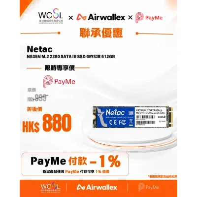 Netac N535N M.2 2280 SATA III SSD 儲存狀置 512GB