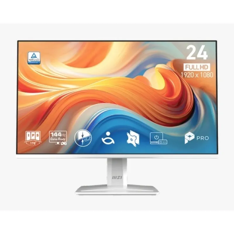 MSI 微星Pro MP243W E14 24" FHD 144Hz 帶揚聲器顯示器(白色)(MO-MP243W4+CE-ACPC+LB-MON) 24吋 1920 x 1080 一般(辦公/娛樂/繪圖)