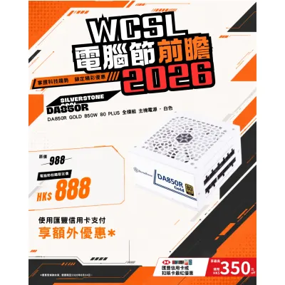 SilverStone DA850R Gold 850W 80 PLUS 全模組 主機電源 - 白色