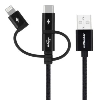 Momax One Link 3合1 (Type-C/Micro/Lightning) USB線 100cm 黑色 DX1D