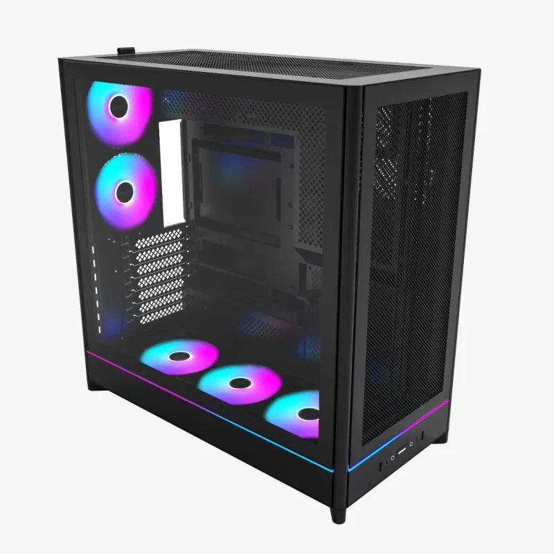 MONTECH HS01 PRO ATX 機箱 - 黑色 (預裝5把ARGB風扇)