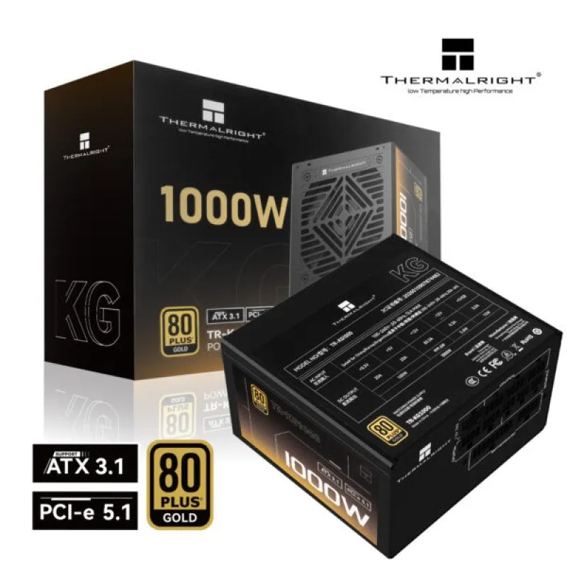 Thermalright KG1000 1000W 80Plus Gold 金牌 主機電源 - 黑色