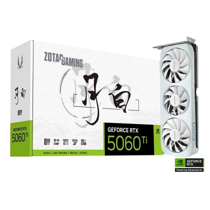 ZOTAC GAMING 索泰 GeForce RTX 5060 Ti Moon White 月白 OC 8GB GDDR7 白色顯示卡三風扇超頻版
