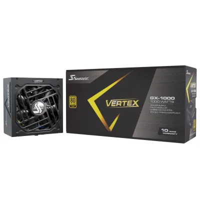 Seasonic Vertex 80 Plus Gold GX1000 1000W PSU 全模組 主機電源 (10年原廠保固) 黑/白 - 黑色