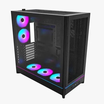 MONTECH HS01 PRO ATX 機箱 - 黑色 (預裝5把ARGB風扇)