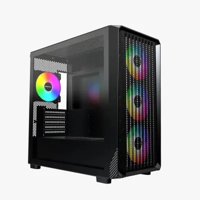 MONTECH X5M ARGB M-ATX 機箱 - 黑色 (預裝4把ARGB風扇)