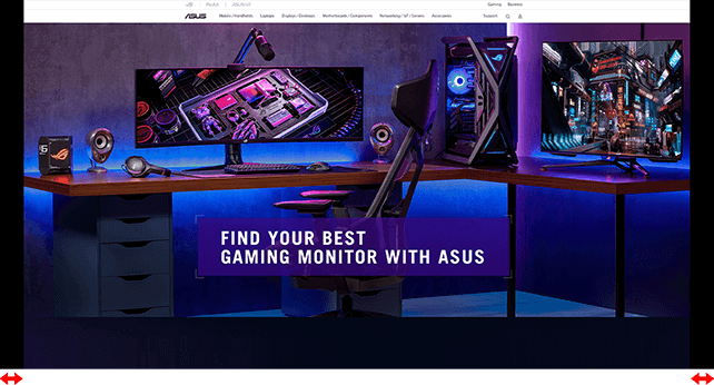 Screenshot of a web browser with black bars on the left and right of the screen to show the effect of the OLED Care's Screen Move feature.