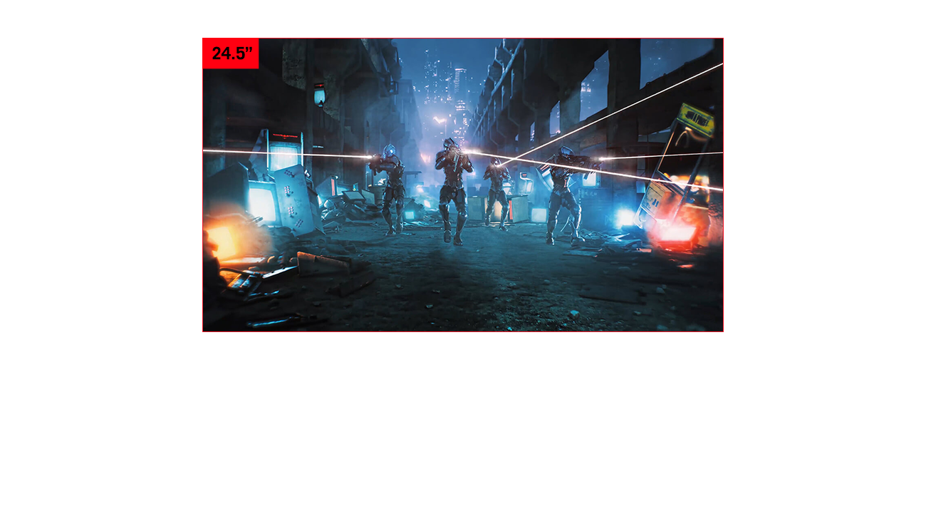 The aspect ratio can be set to show a 24.5-inch image.
