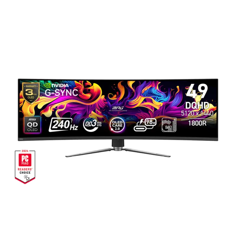 MSI 微星 MPG MPG491CQPX QD-OLED MONITOR 曲面電競顯示器 49" DQHD 240Hz OLED Curved 1800R - 5120x1440