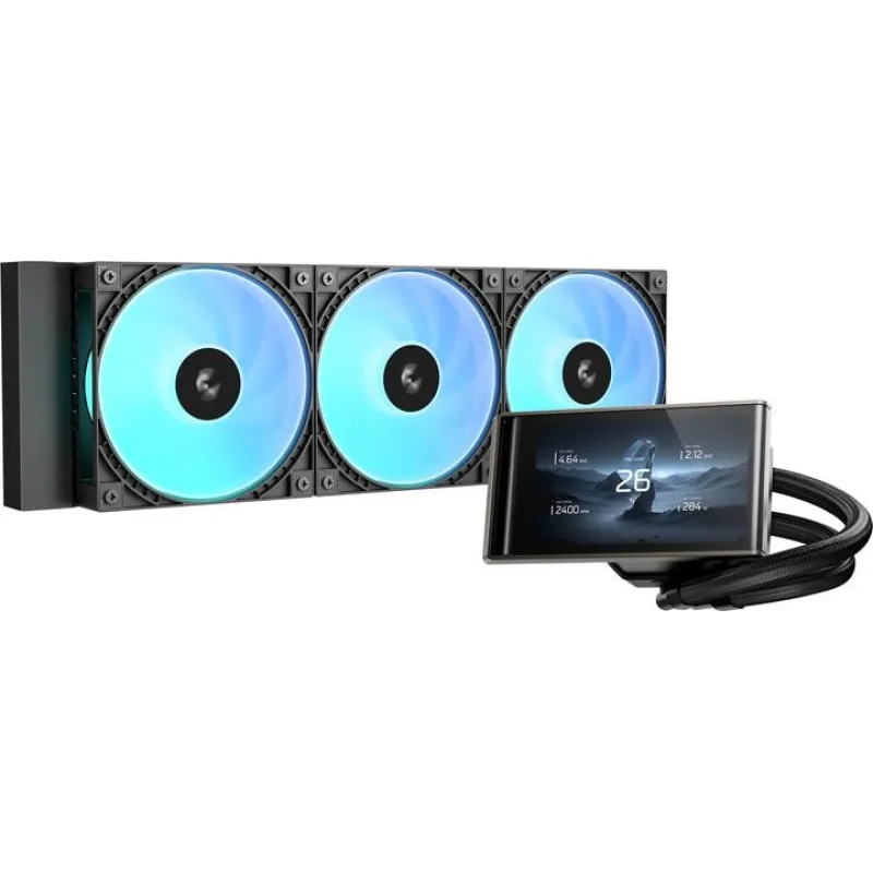 DeepCool LT360 VISION ARGB 360mm 一體式水冷散熱器 4.5吋IPS大屏幕 - 黑色