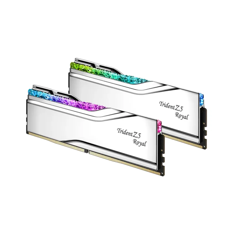 G.SKILL 芝奇 Trident Z5 Royal 皇家戟 DDR5 6400MHz 96GB (48GBx2) CL32 記憶體 (銀色 Silver / F5-6400J3239F48GX2-TR5S / CL32-39-39-102 / 支援Intel XMP 3.0) - 原廠終身保養