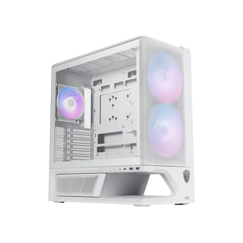MSI 微星 MPG VIXTA 300R AIRFLOW PZ 白色 中塔式背插風道電競機箱 (純白版 / 支援ATX背插主機板 / 內建3組ARGB風扇含前置雙160超大扇+後置120 / 頂置360水冷排 / 7槽散熱擴充) - 2年原廠保養