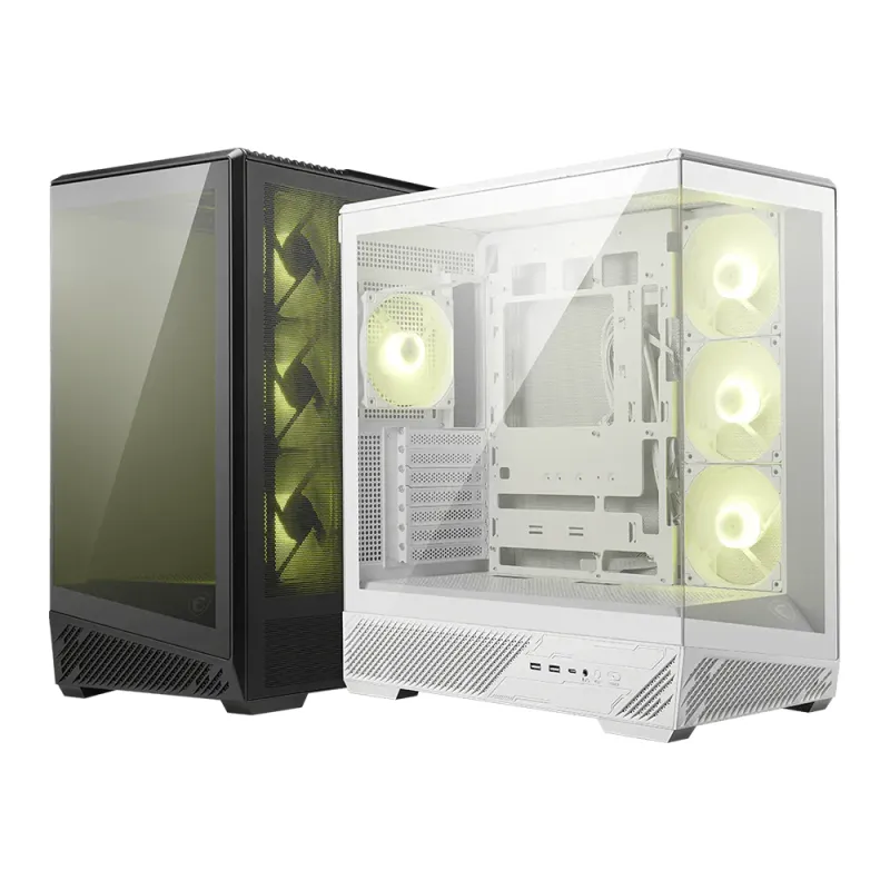 MSI 微星 MAG PANO 130R PZ 白色 中塔式背插全景海景房機箱 (純白版 / 支援ATX背插主機板 / 預裝4組ARGB風扇含側向3顆120反葉+後置120 / 270度無立柱全景 / 頂置側置雙360水冷支援) - 2年原廠保養