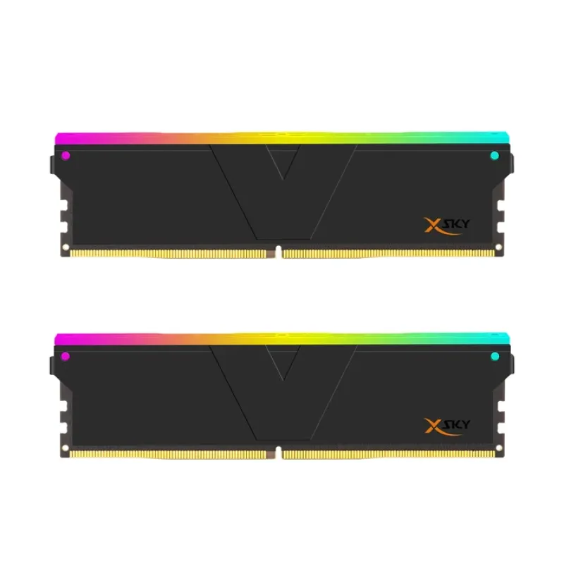 v-color Manta XSky RGB DDR5 6000MHz 32GB (16GBx2) 記憶體套裝 (AMD EXPO認證 / CL30低延遲 / RGB燈效 / 41.7mm散熱片相容塔散 / 雙通道)