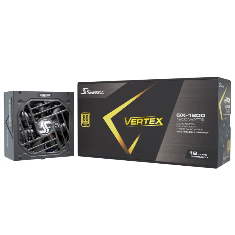 Seasonic 海韻 VERTEX GX-1200 1200W 80 PLUS 金牌 全模組 ATX 3.0 / PCIe 5.0 電源供應器 (Cybenetics Gold / 135mm FDB 風扇 / 壓紋模組線 / 12年保固)