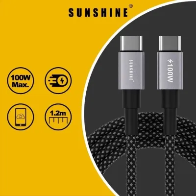 SUNSHINE CAD-12BK 100W USB-C 快速充電線(1.2m)