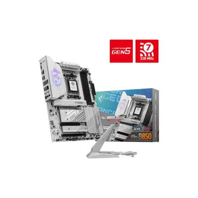 MSI 微星 MPG B850 EDGE TI WIFI ATX 主機板 (AMD AM5 / 銀白裝甲 / 原生PCIe 5.0 / 4組M.2 / DDR5 8400+ OC / 5G LAN+Wi-Fi 7 / 支援Ryzen 9000系) - 3年原廠保養